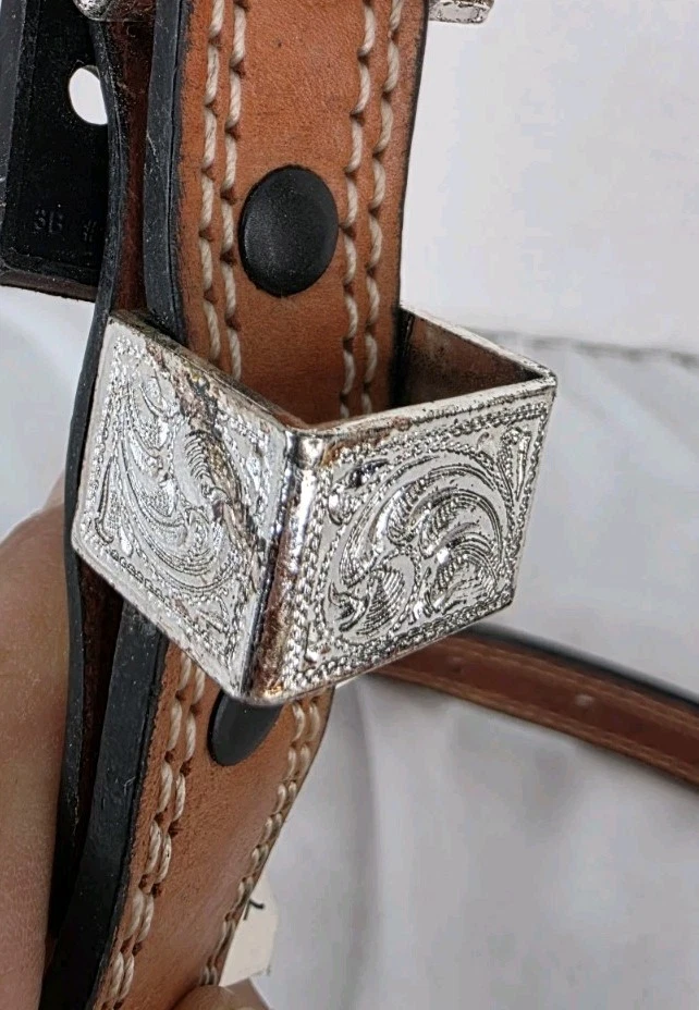 Cinturón de cuero Nocona juvenil talla 28 marrón occidental Foto 3 de 4