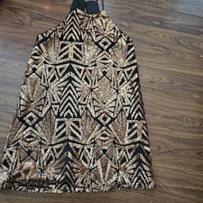 Woman's Sequins Short Dress Whimsi Goth Babydoll Sz M Halter