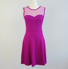 NWT Small RED VALENTINO Raspberry Fit & Flare Skater Knit Jersey Swiss-Dot Dress