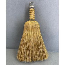 Vintage Natural Straw Whisk Broom with Metal Hanging Loop Farmhouse Decor