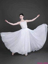 Women's 1080-degree White Classical Modern Lyrical Ballet Dance Skirt