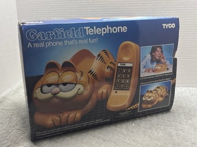 Vintage Tyco Garfield Landline Telephone Working With Original Box & Manual