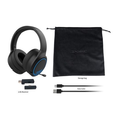 2.4G Wireless Headset with Mic RGB Light for PS5 PS4 Switch PC Gaming Headphone