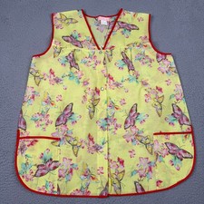 Butterfly Floral Cobbler Apron Womens Medium Yellow Snap Smock House Dress Retro