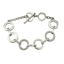 Auth SWAROVSKI - Silver Clear Hardware Swarovski Crystal Bracelet