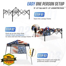 EAGLE PEAK 8x8 Pop Up Canopy Tent Stars Stripes w/ Sidewall Sun Shelter