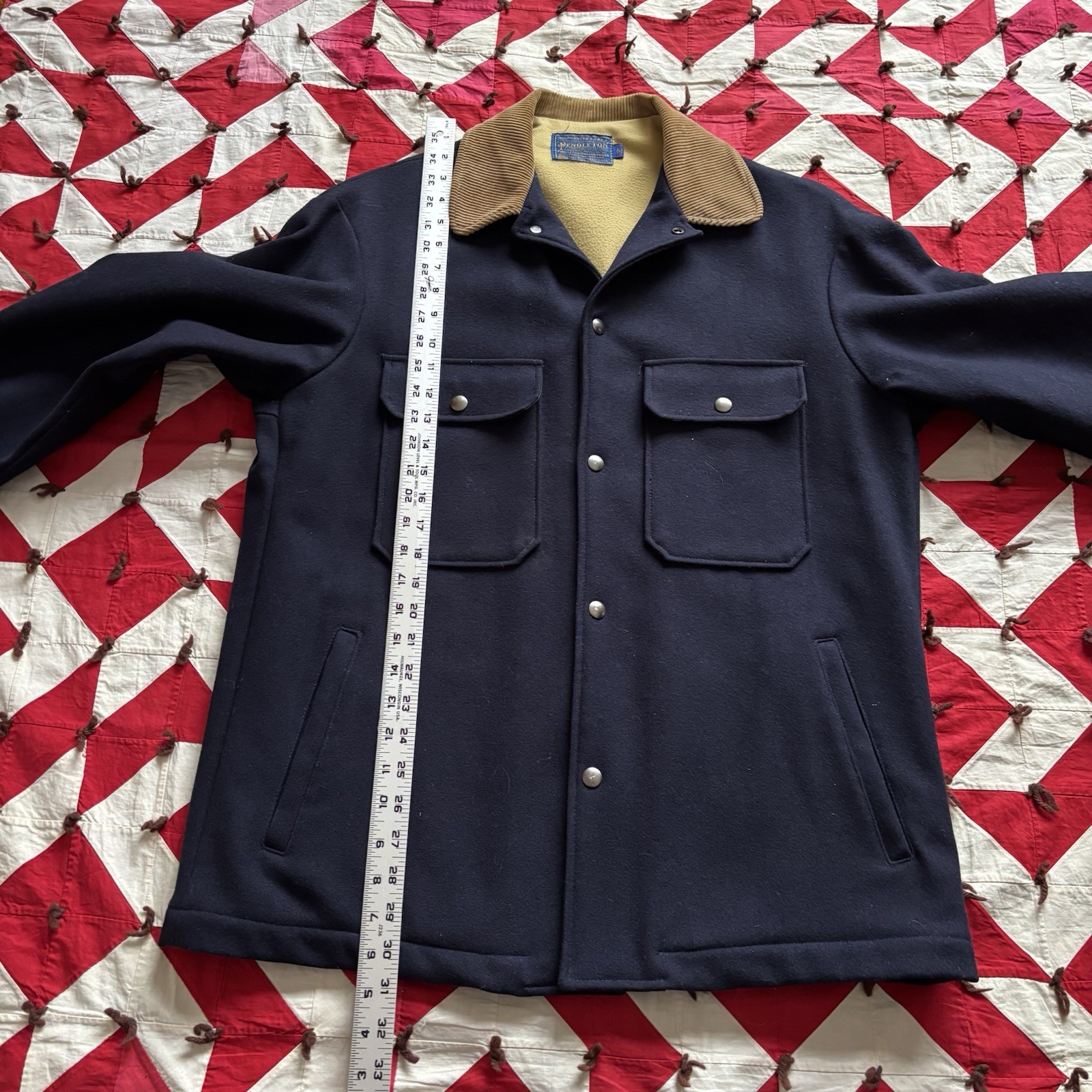 Vintage Pendleton Wool Snap Front Jacket Corduroy… - image 9