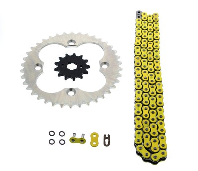 1987-1992 Honda TRX250X 250X 520-86 Yellow O Ring Chain & Sprocket Silver 13/38