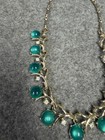 Vintage Coro green cabochon rhinestone Necklace 16.5" — photo 3