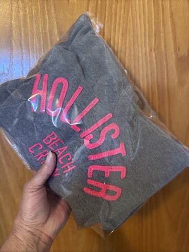 Hollister Surf Co Größe Medium Langarm Pullover Hoodie grau mit rosa Logo gebraucht, in einwandfreiem Zustand - Bild 7 von 7
