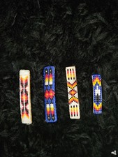 NATIVE AMERICAN MADE SET OF 4 BEADED LOOMED BARRETTES MULTI SIZE