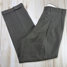 Ermenegildo Zegna Mini-Tweed Wool Dress Pants Mens Size 34x30 Brown