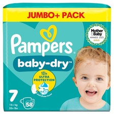 Pampers Baby Dry Size 7 Jumbo Pack 58 Nappies