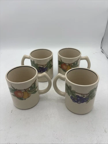 Set of 4 Epoch Coffee Mugs Set Fruit On Cups Korea Vintage