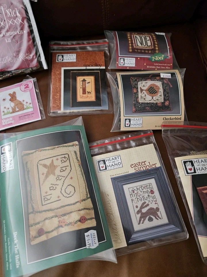 NEW LOT of 7 HEART IN HAND CROSS STITCH Kits 1 Lizzie Kate Needle Nick - Image 3 of 4