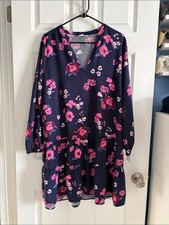 GAP Women’s Navy Floral Woven Long Sleeve Mini Dress Size XL