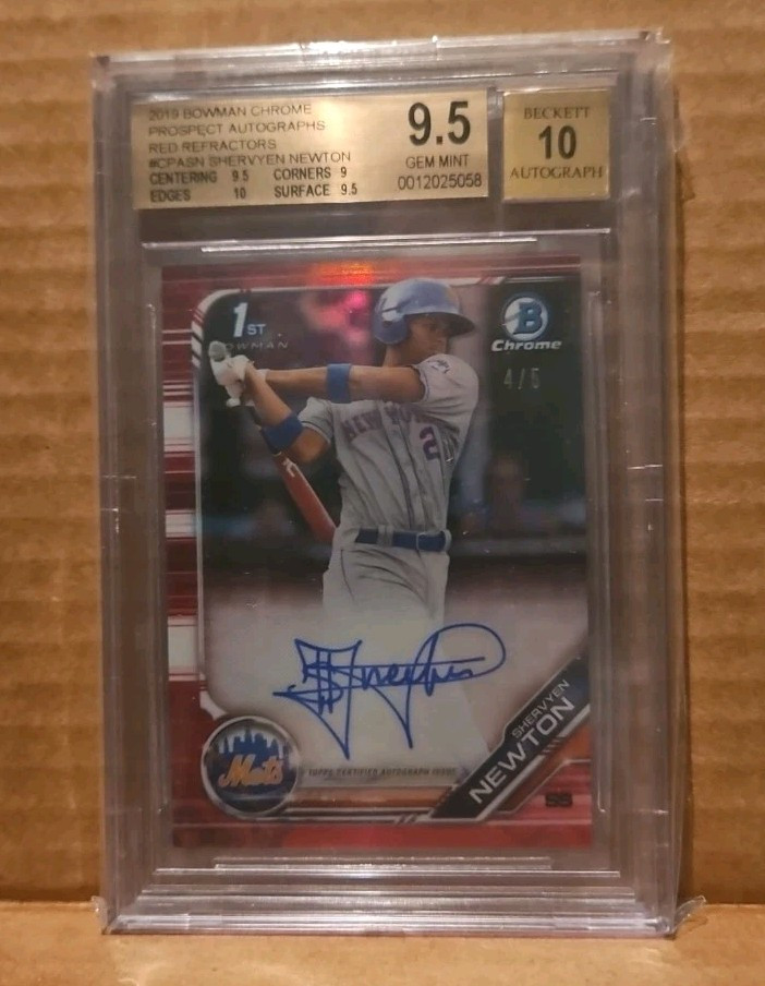 2019 Bowman Chrome Shervyen Newton Red Refractor Auto Rookie Bgs 9.5 /5