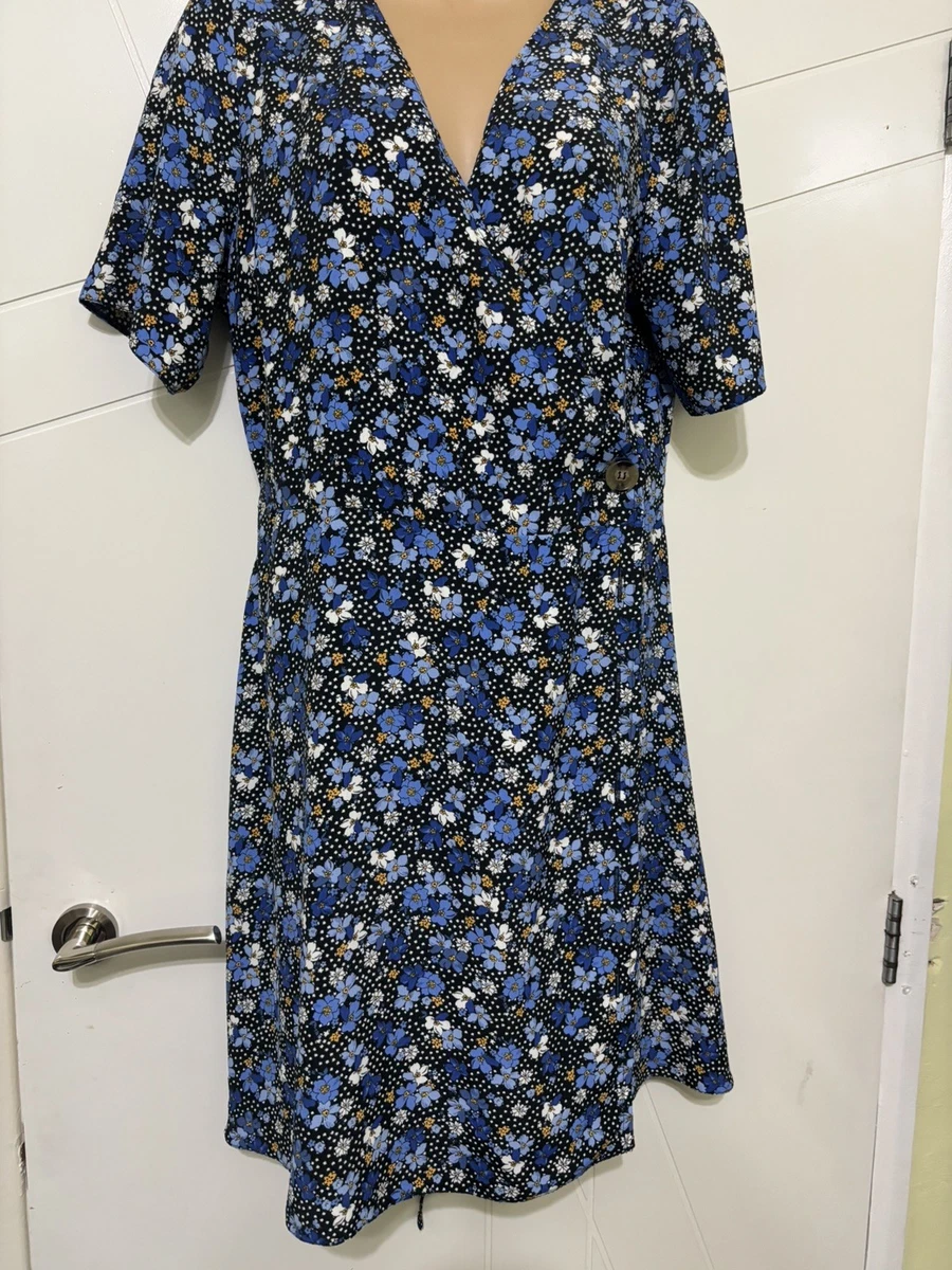 New Look Womens Pink Floral Polyester A-Line Size 8 V-Neck Zip | UK