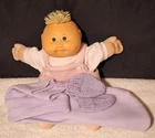 VTG 1984 Cabbage Patch Preemie Blonde Tuft Green Eyes Green Signature 2 Outfits