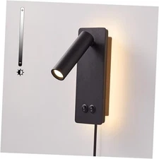 Wall Mounted Reading Light for Books in Bed, Bedside Wall 1 Pack Black-Dimmable