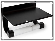 haute life home Modern black double roll toilet paper holder w/ cell phone shelf