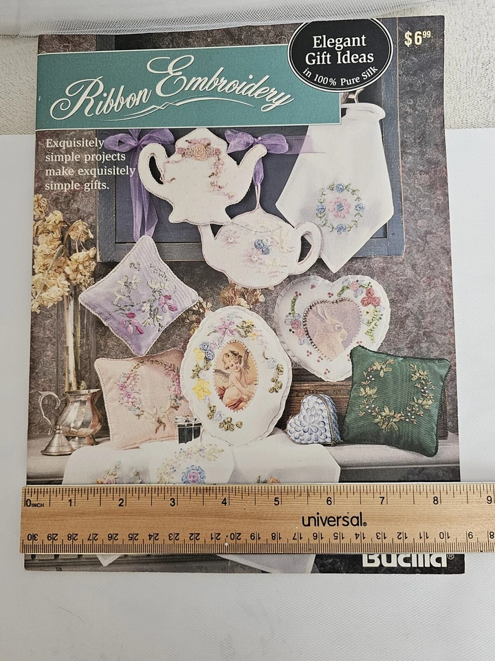Bucilla Vintage Ribbon Embroidery Craft Stitch 18 Pattern Booklet 8.5x11 1994 - Image 2 of 4