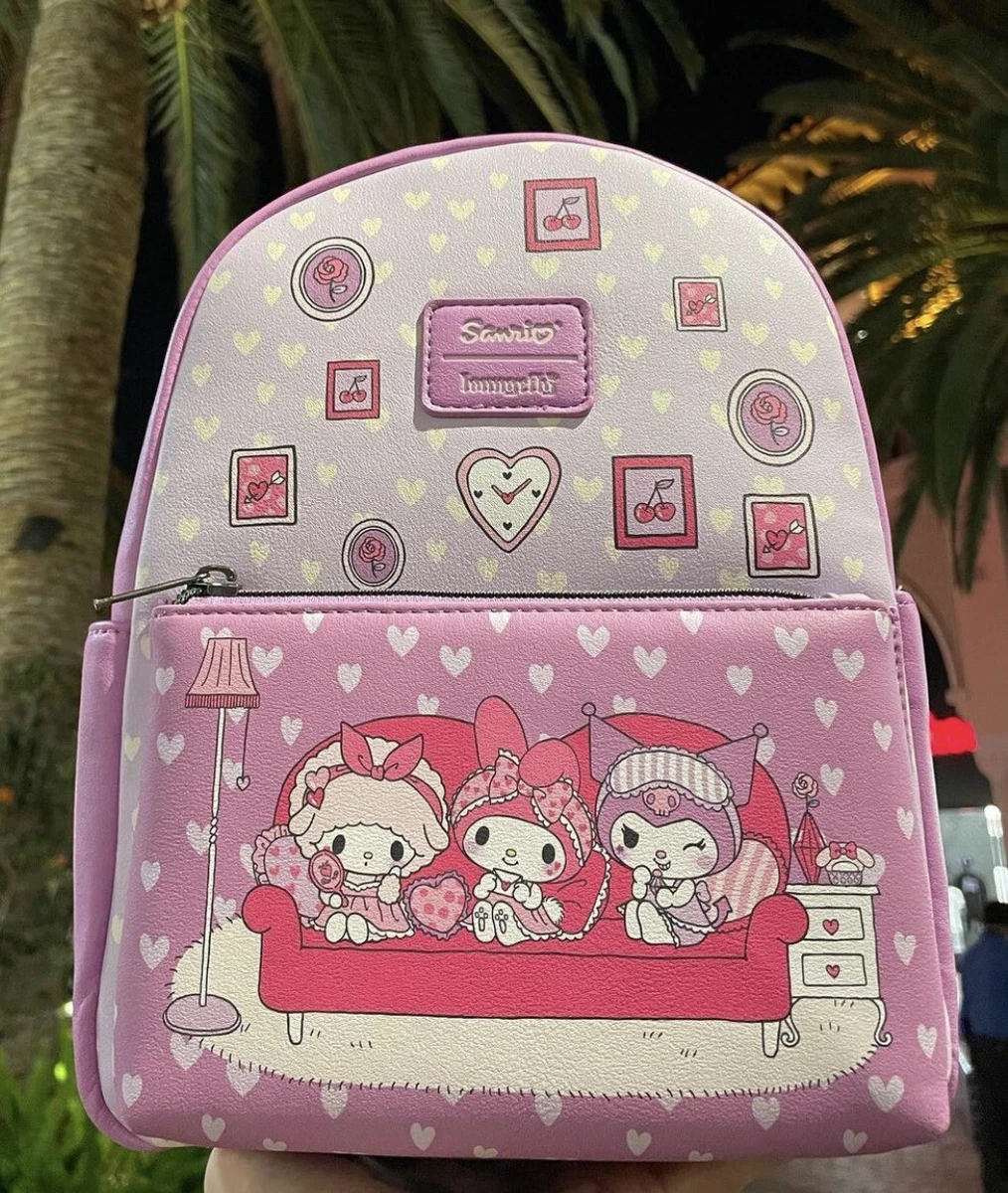 Loungefly Hello Kitty My Melody Kuromi Slumber Party Mini Backpack NWT In Hand