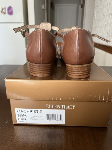 Sandalias Ellen Tracy para mujer EB Christie de cuero marrón talla 9,5 nuevas - Imagen 7 de 7