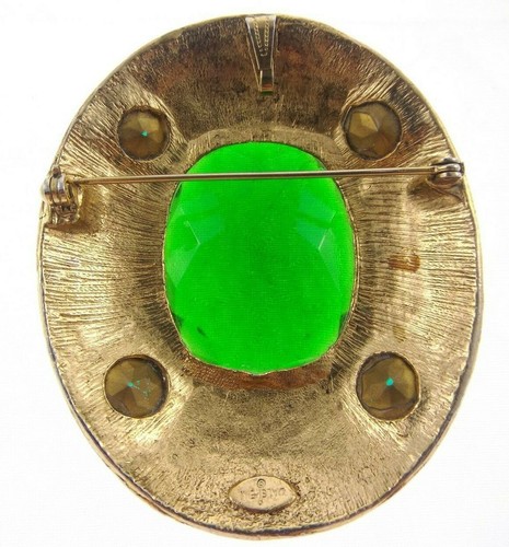 Broche Convertible Vintage 2,75" Dalsheim Colgante Verde Esmeralda Plástico Grande - Imagen 3 de 4