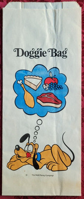 RARE 1980's WALT DISNEY WORLD RESTAURANTS UNUSED PLUTO PAPER DOGGIE BAG