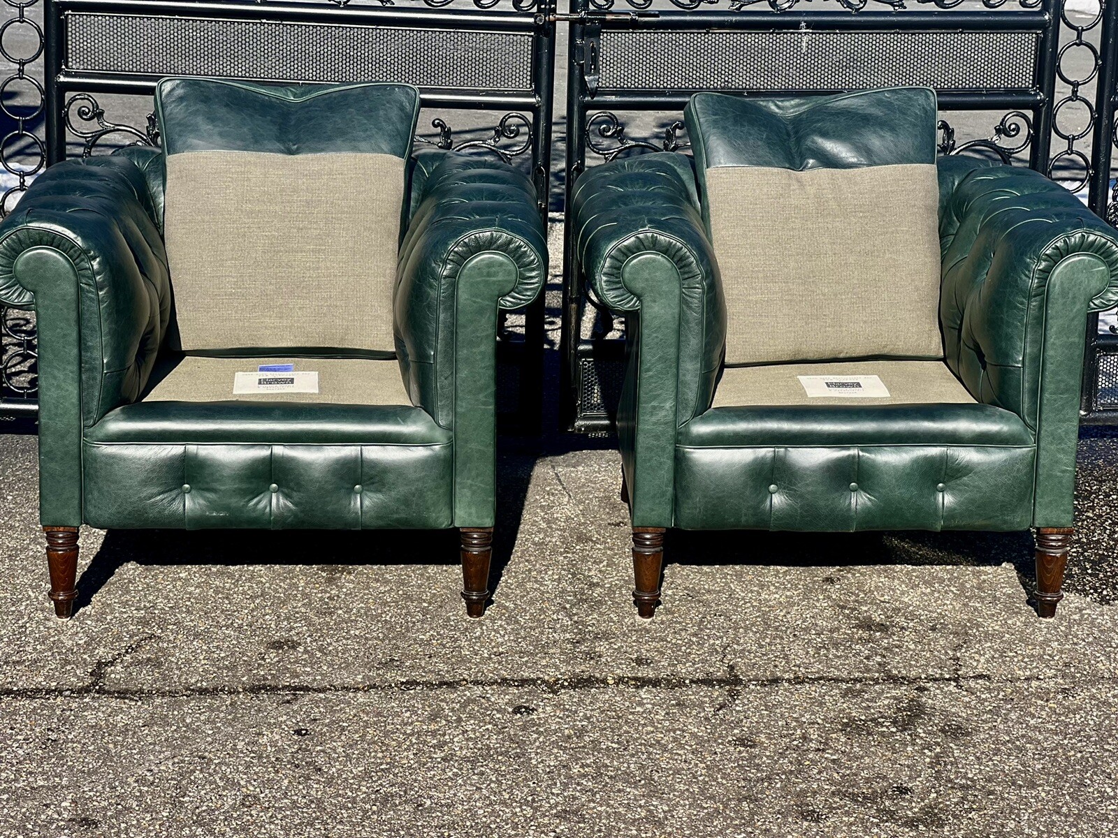Hand Made Tufted Green English Leather Chesterfield Club Chairs By ...