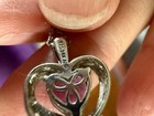 Estate Sterling Silver 925 & 14k Gold Amethyst Diamond Heart Pendant necklace — photo 4