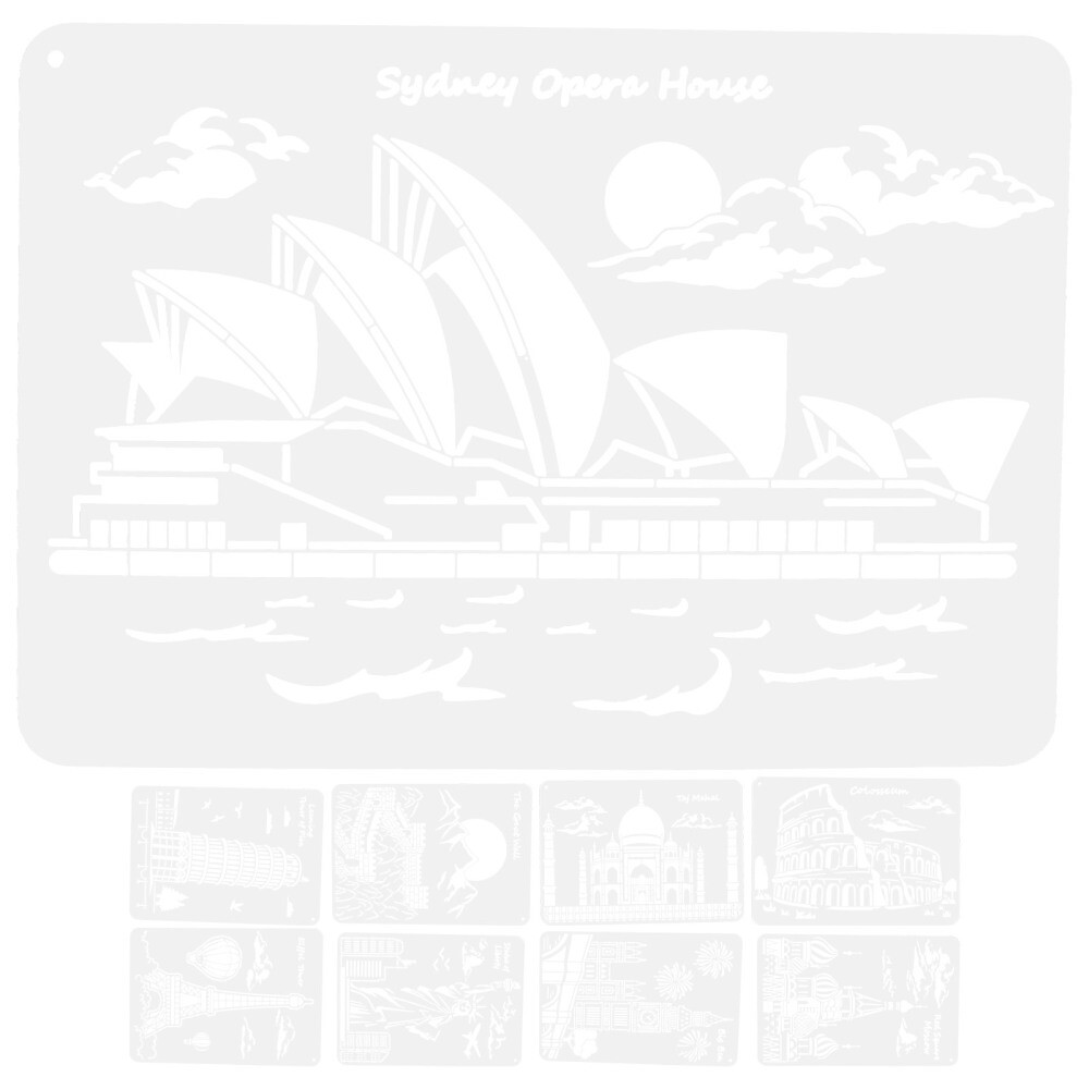 9 Blatt Malschablonen, Vorlagen, Zeichenformen, wiederverwendbare | eBay