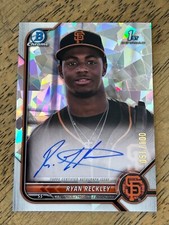 Ryan Reckley 2022 Bowman Chrome Atomic Refractor 1st RC Auto /100 #CPA-RR Giants