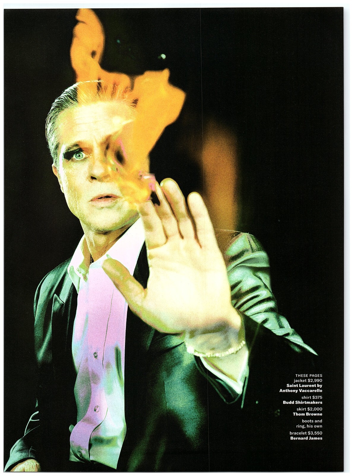 Brad Pitt Saint Laurent Jacket Budd Shirtmaker Flame Fire magazine CLIPPIN photo