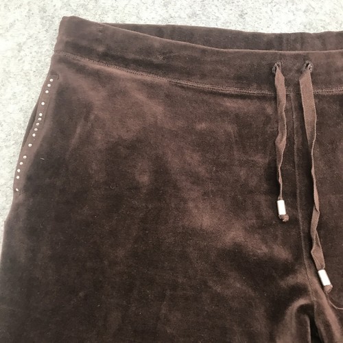 Kate Hill Casual Pants Womens Size Large Brown Pull On Velour Texture Drawstring - Picture 5 of 12