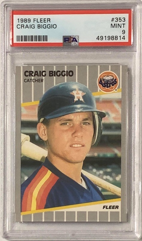 KILLER B CRAIG BIGGIO 1989 FLEER PSA 9 MINT VINTAGE BASEBALL CARD HOUSTON ASTROS