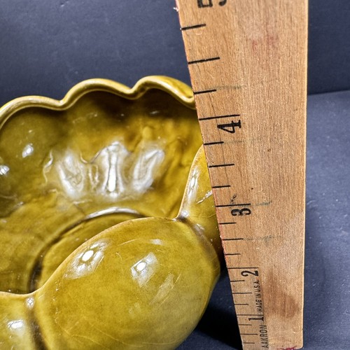 Vtg MCM Pottery 6” Green Glaze Flower Pot Planter Art Deco Retro Cottagecore USA - Picture 9 of 12