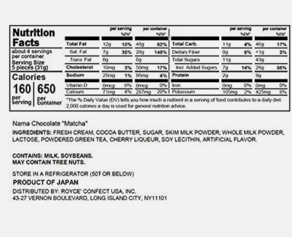 ROYCE Nama шоколад «MATCHA» вкус 1 коробка доставка из Калифорнии - Изображение 2 из 4