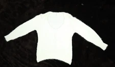 BP Womens White Long Sleeve V-Neck Eyelash Chenille Pullover Skimming Sweater S