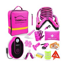 THINKWORK Car Emergency Kit for Teen Girl and Lady's Gifts, Pink Emergency Ro...
