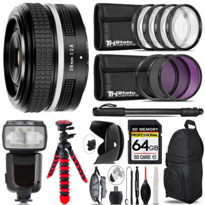Nikon NIKKOR Z 28mm (SE) Lens + Professional Flash+ 64GB Accessory Kit