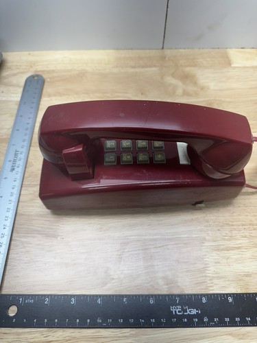 VINTAGE DRUCKTASTEN TOUCH TON ROT WANDHALTERUNG TELEFON TELEFON - UNGETESTET PROP - Bild 4 von 12