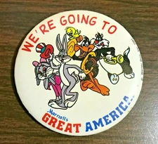 Rare 1981 Great America Warner Brothers Button Bugs Daffy Tweety Sylvester Honey