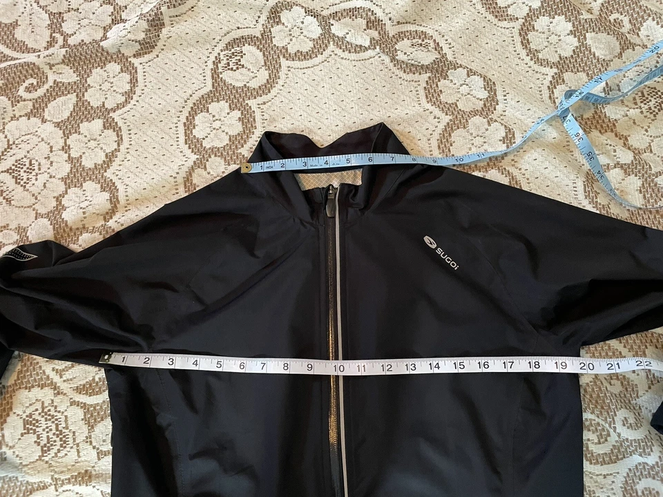 Sugoi Women Cycling Waterproof Black W/White Design Zip Pocket RPM Jacket Sz M - Image 4 of 4
