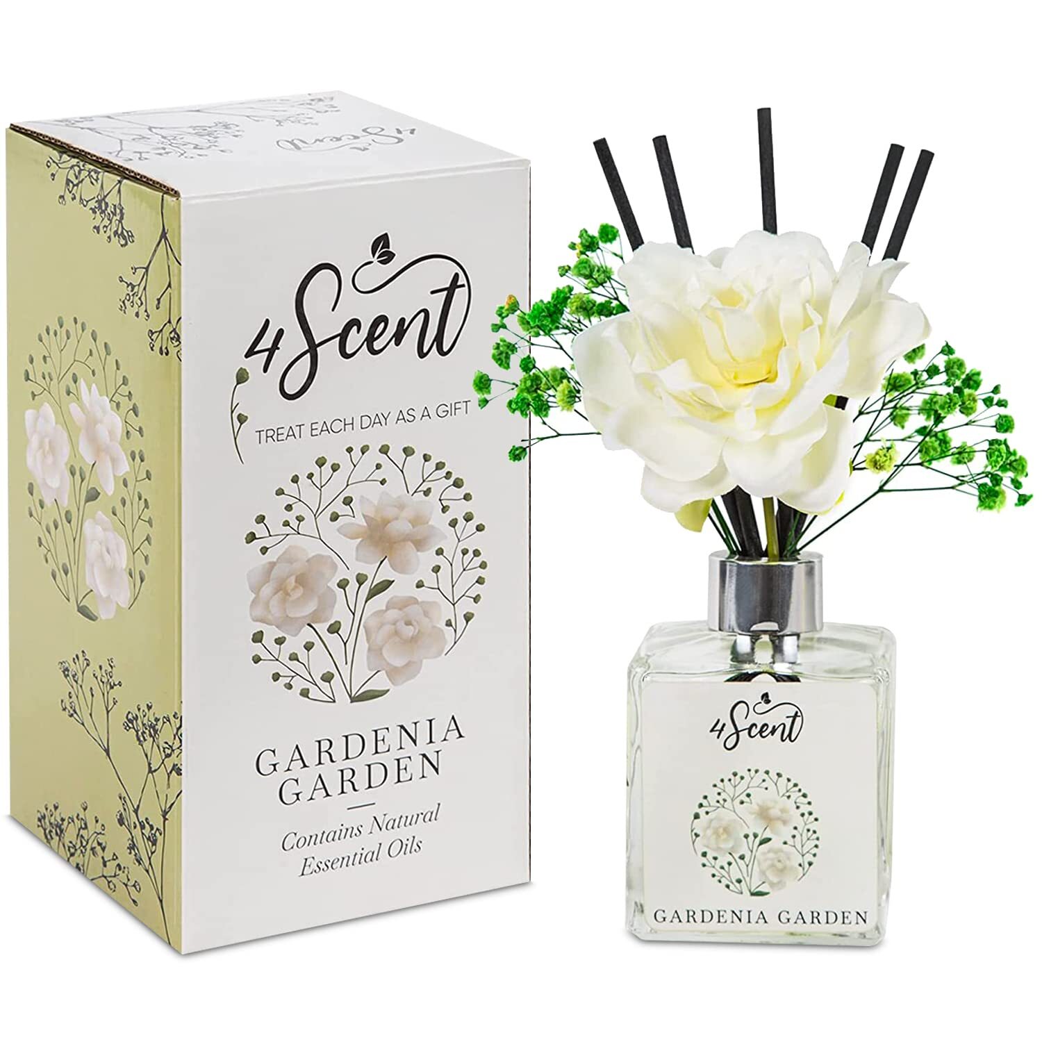6.7 Fl Oz Reed Diffuser Set with Preserved Gypsophila and Artificial Baby's Breath-image