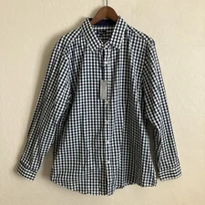 Galaxy by Harvic Shirt Mens XL Slim Fit Blue Green Plaid Long Sleeve Button Up