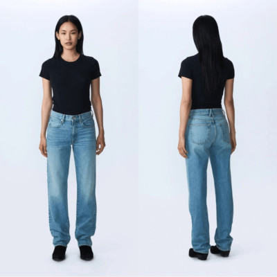 NEW SLVRLAKE SOPHIE LONG STRAIGHT - MID RISE Jeans in SALT FLATS size 27