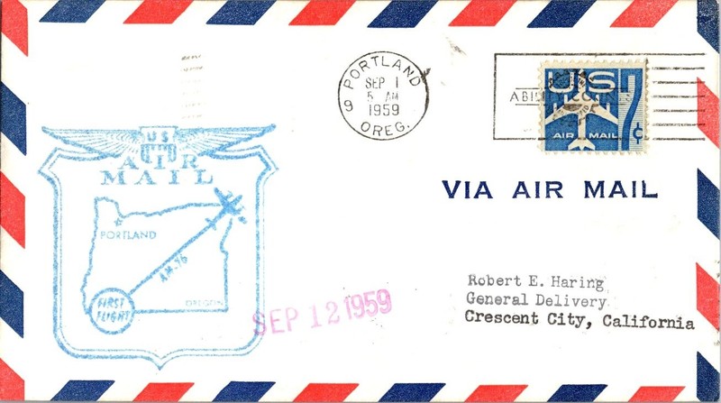 Pacific Air Lines First Flight Portland Oregon - Oakland California - 1959