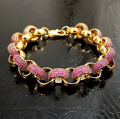 Ladies 12mm Pink Belcher Bracelet 8